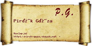 Pirók Géza névjegykártya